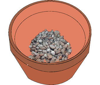 鉢に鉢底石を入る